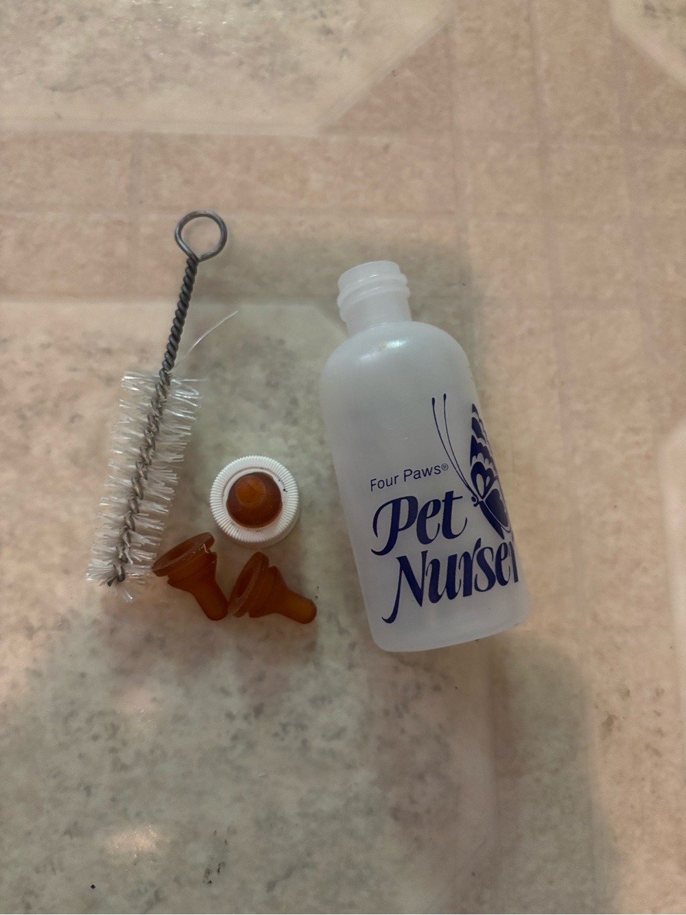 Pet Nurser Kit - White Bottle with Brown Nipples